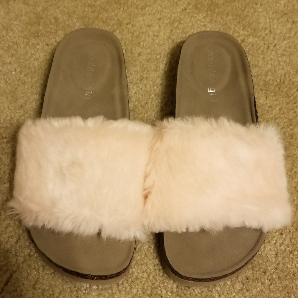 Madden Girl Pink Fuzzy Sandals
